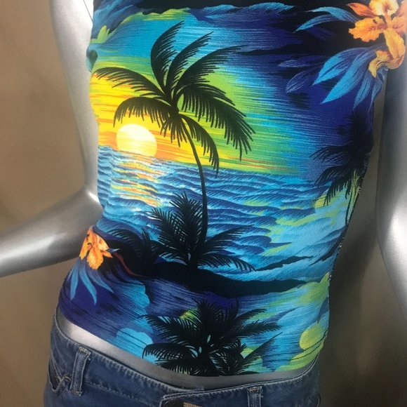 LOOKI USA Vintage Tropical Stretch Tank Small/Medium - Picture 3 of 12